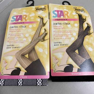 Spanx Star Power Black Center Stage Shaping Tights Size C (Lot of 2) New In Box